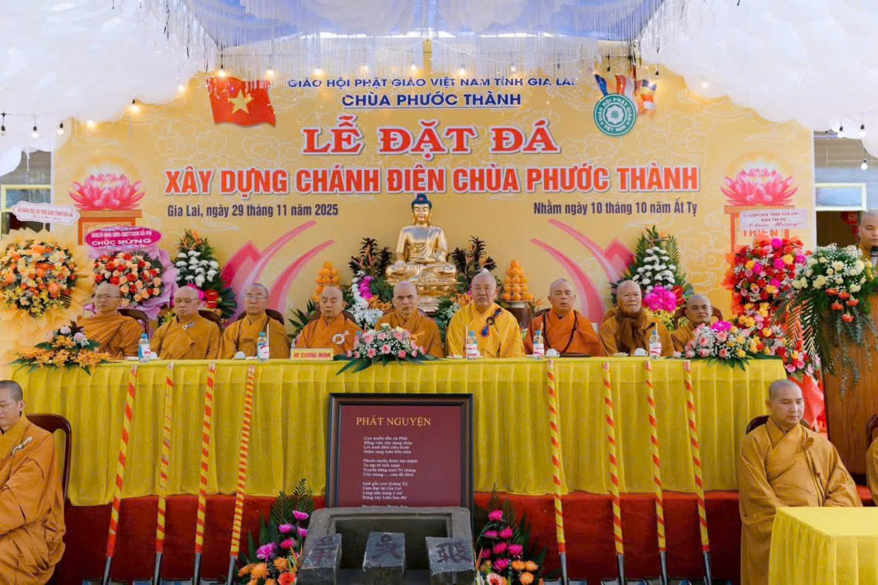 Chùa Phước Thành trang nghiêm tổ chức lễ đặt đá, xây dựng Đại Hùng Bảo Điện.